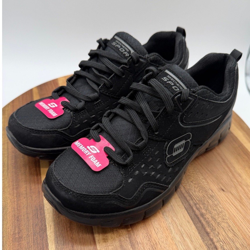 Skechers Sport Flex Sole Women 5.5 Black Memory Foam Sneakers 11792‎ BBK  0315